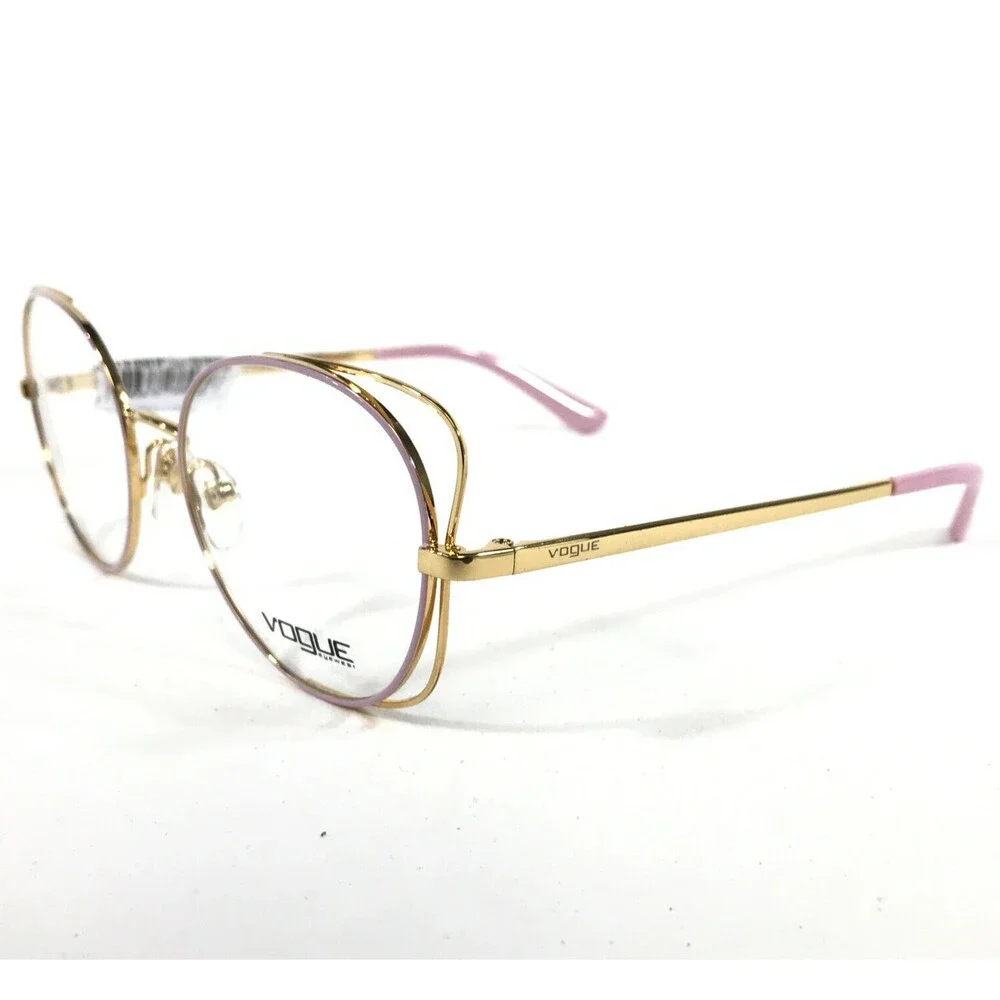 Vogue Eyeglasses Frames VO4068 5024 Gold Pink Cat Eye Full Wire Rim 51-17-135
